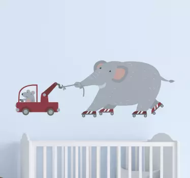 Slon s naljepnicom na zidu miša - TenStickers