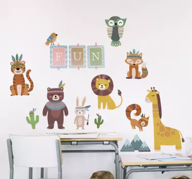 Smiješne plemenske životinje ilustracija zidne umjetnosti - TenStickers