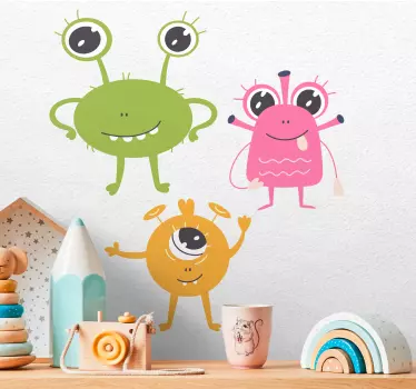 Smiješne šarene vanzemaljci ilustracija prostor naljepnica - TenStickers
