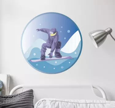 Snowboard u krug ukras zida - TenStickers