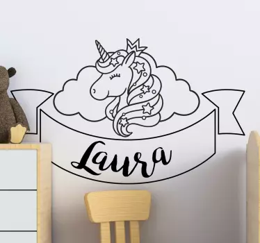 Sretan jednorog s naljepnicom po imenu - TenStickers