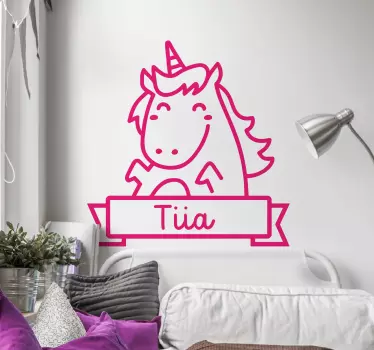 Sretan jednorog s prilagođenom naljepnicom s imenom - TenStickers