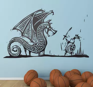 St. George ubija naljepnicu za zmajeve zidove - TenStickers