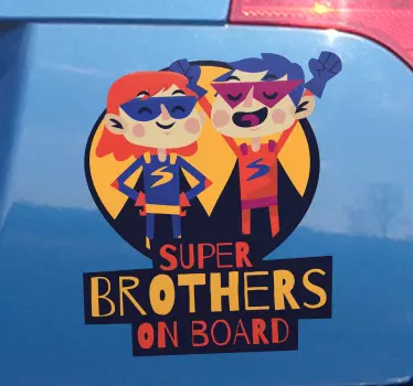 Super brat i sestra beba u autu naljepnica - TenStickers