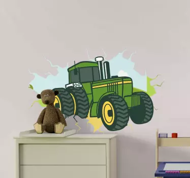 Traktor 3d john deere ilustracija zidna umjetnička naljepnica - TenStickers