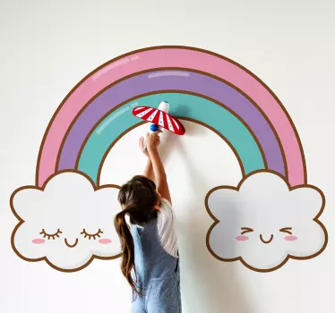 Uspavani dugini oblaci crtani zid naljepnica - TenStickers