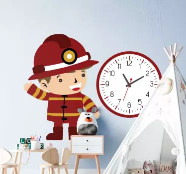 Vatrogasni sat dječja zidna naljepnica za spavaću sobu - TenStickers
