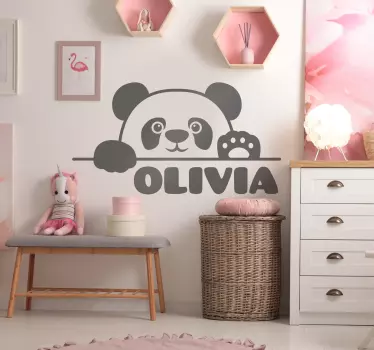 Virena dječja panda s imenom dječja zidna naljepnica - TenStickers
