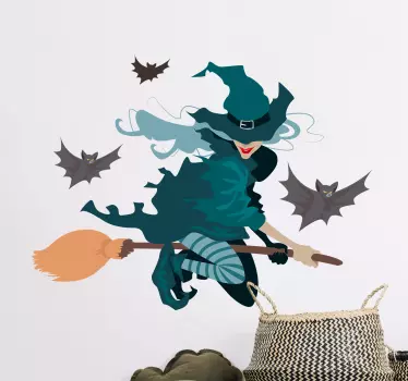 Vještica koja leti zid halloween zid - TenStickers