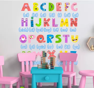Zidna naljepnica abeceda u stilu čudovišta - TenStickers