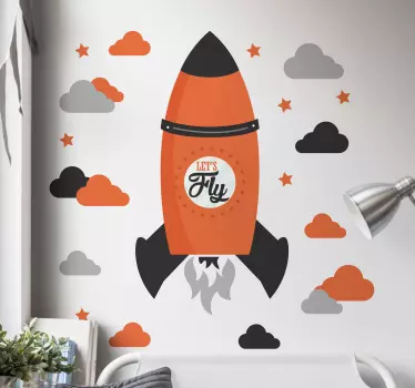 Zidna naljepnica dječja raketa letimo - TenStickers
