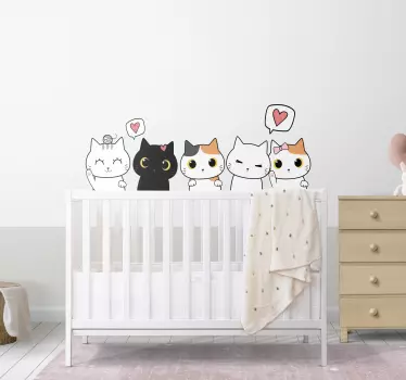 Zidna naljepnica iz anime mačaka iz crtića - TenStickers