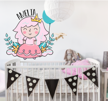 Dječje naljepnice za zid prilagodljiva princeza - TenStickers