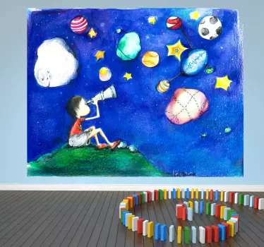 Zidni mural ilustracije za djecu zvjezdano nebo - TenStickers