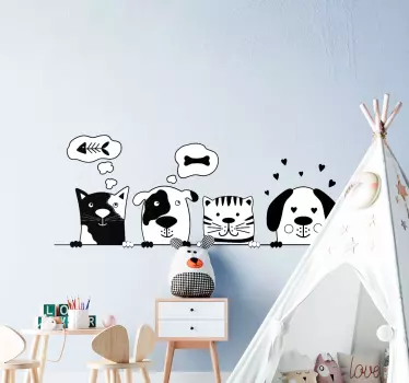 životinje prijatelji crno-bijeli naljepnice na zidu crtića - TenStickers