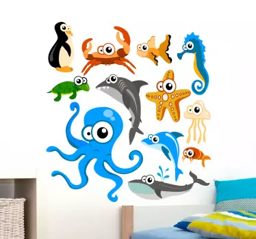 Znatiželjna morska bića dječja naljepnice - TenStickers
