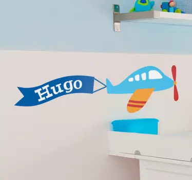 Zrakoplov s nazivom personalizirana naljepnica - TenStickers