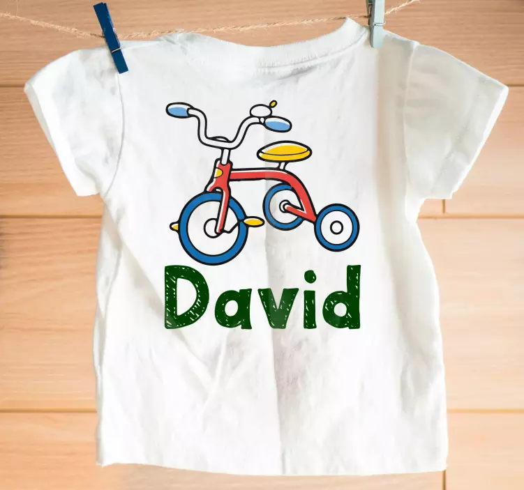 Crtani bicikl s imenom dječja košulja - TenStickers