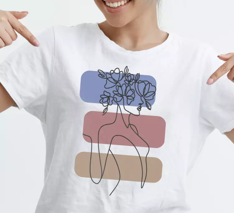 Lijepa žena s cvjetnim šeširom prilagođena majica - TenStickers