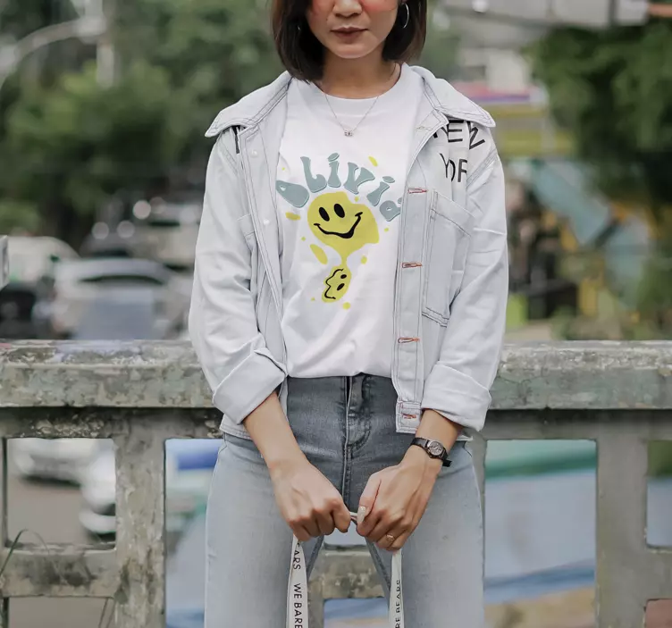 Majica s natpisom sretni žuti smajlić - TenStickers