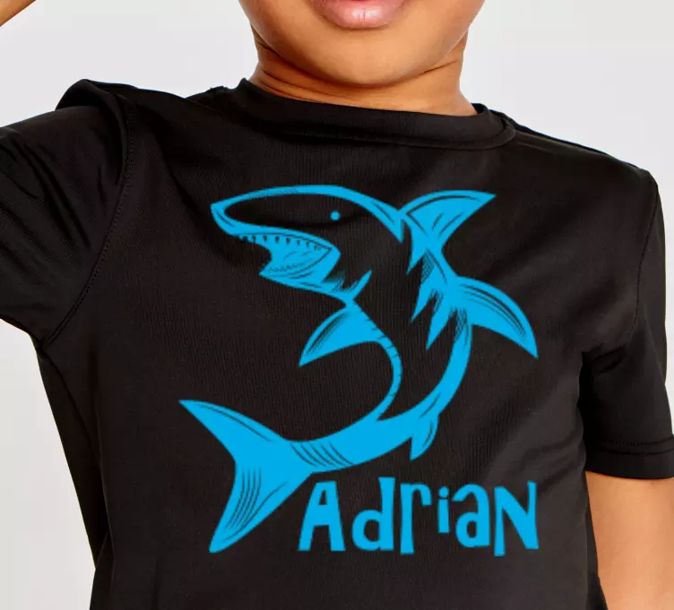 Silueta morskog psa s imenom dječja majica - TenStickers