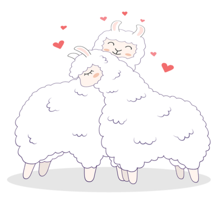 Vinil podovi životinja ljubavne lame - TenStickers