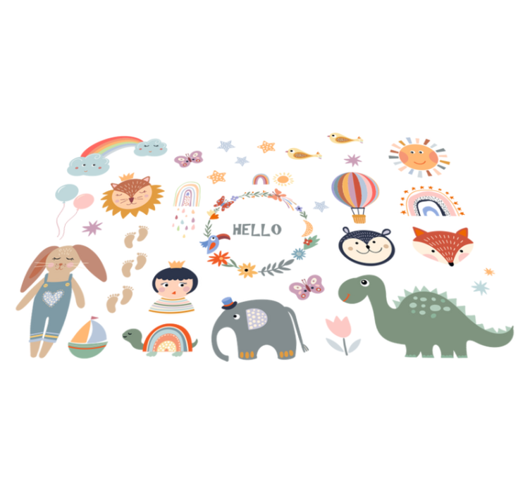 Vinil podovi životinja s cvjetnim motivima za djecu - TenStickers