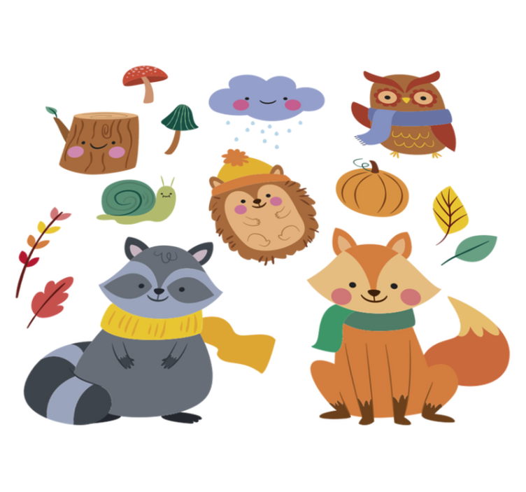 Vinil podovi životinja jesenske cvjetne i životinjske teme - TenStickers