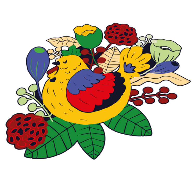 Vinil podovi životinja s cvjetnim motivima šarenih ptica - TenStickers