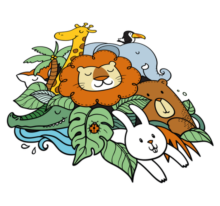 Vinil podovi životinja s veselim prizorima životinja - TenStickers