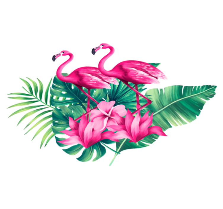 Vinil podovi životinja flamingosi i lišće - TenStickers