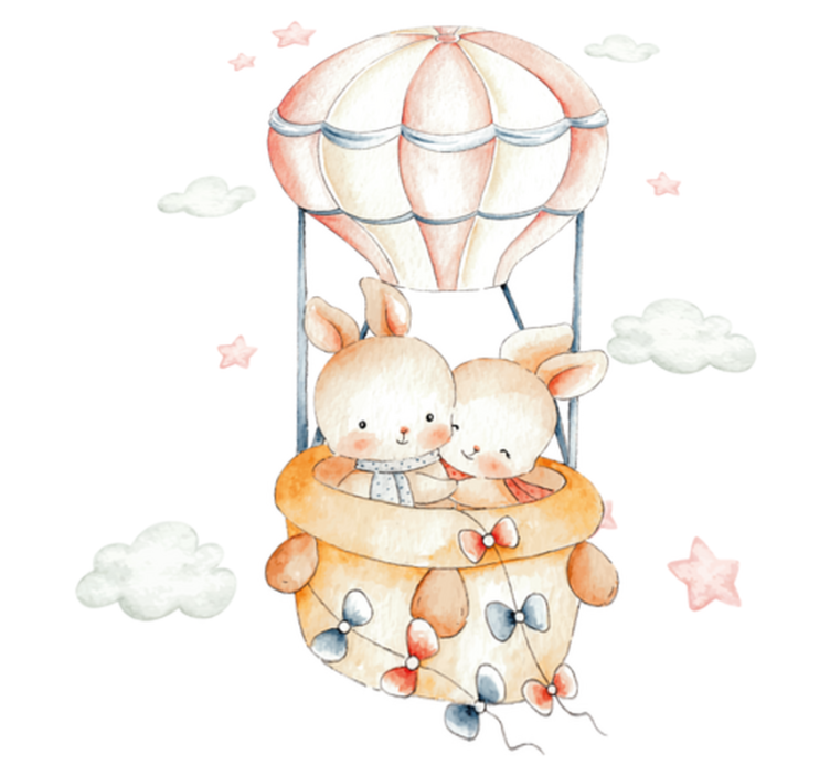 Vinil podovi životinja s pastelnim zečićima u balonima - TenStickers