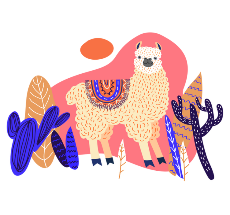 Vinil podovi životinja peruuanska llama i kaktus - TenStickers