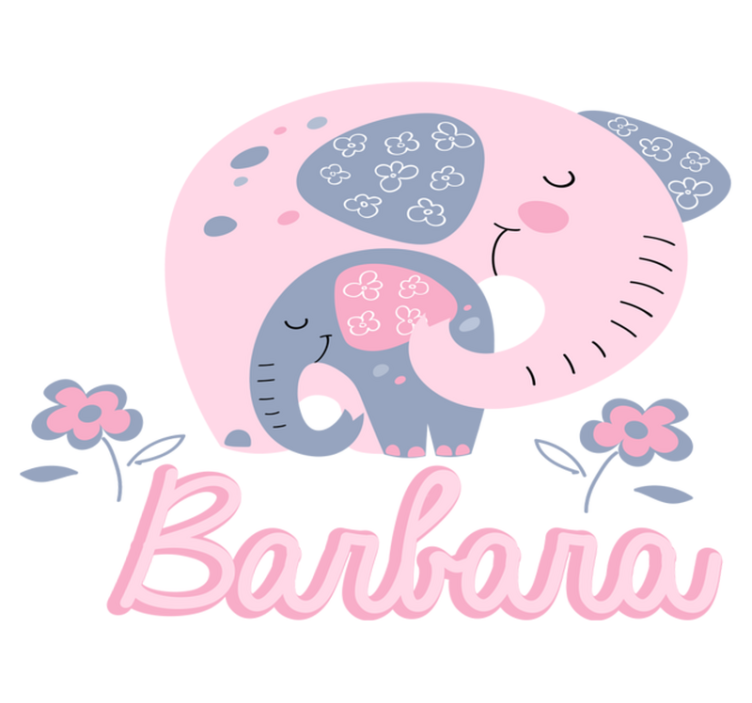 Vinil podovi životinja slonovi s srcima i imenom - TenStickers