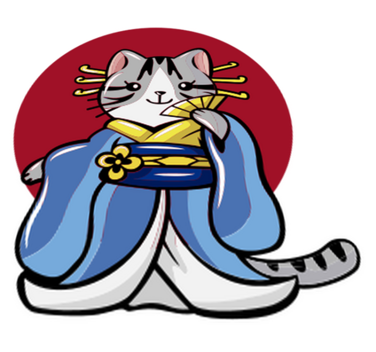 Vinil podovi životinja s japanskom dekorativnom mačkom - TenStickers