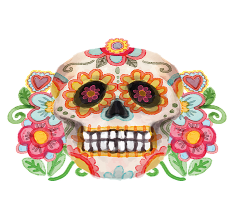 Vinil podovi noć vještica aquarella cvjetna lubanja - TenStickers