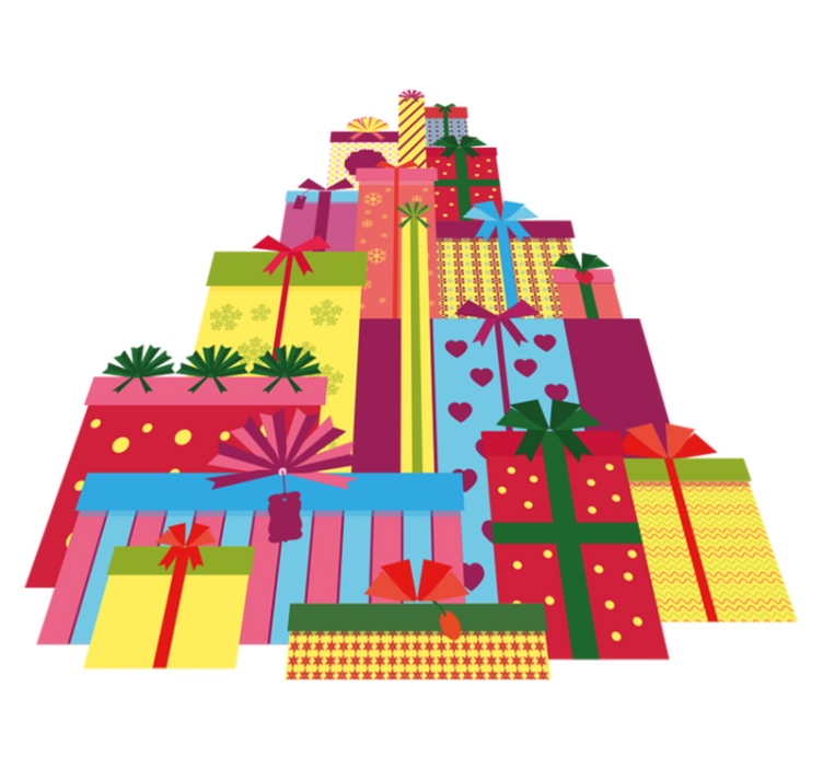 Vinil podovi božić u velikoj hrpi poklona - TenStickers