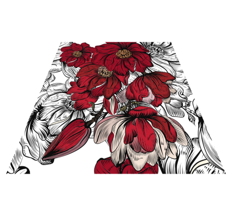 Vinil podovi blagovaonica s crvenim i bijelim cvjetovima - TenStickers