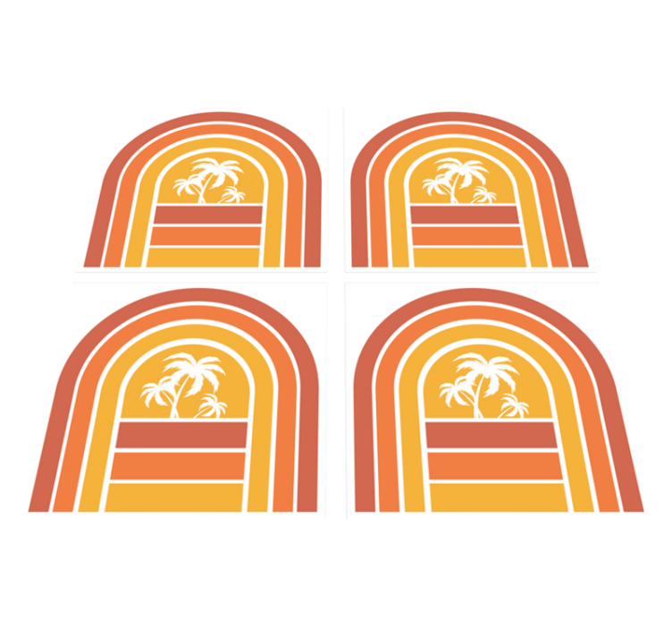 Vinil podovi priroda retro zalazak sunca i palme - TenStickers