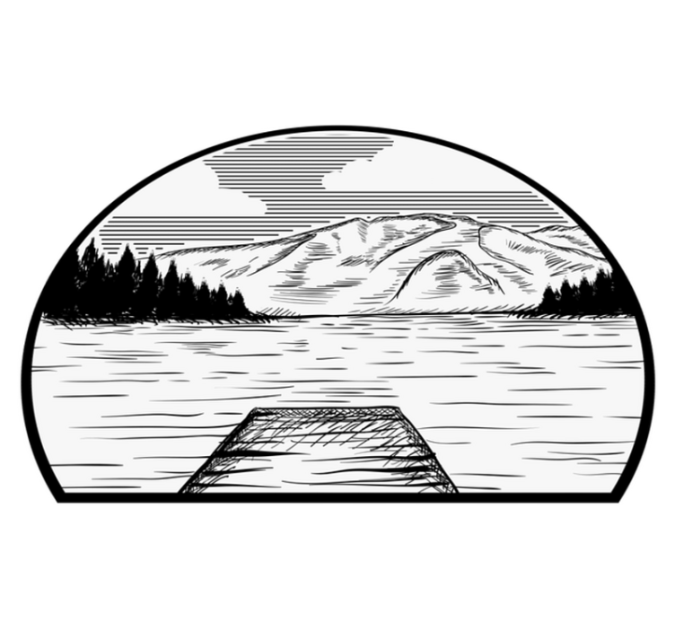 Vinil podovi priroda jezero borova u kamp-prikolici - TenStickers