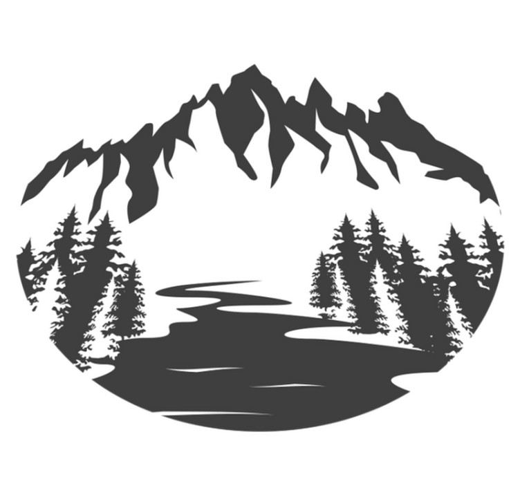 Vinil podovi priroda silueta planinskog pejzaža - TenStickers