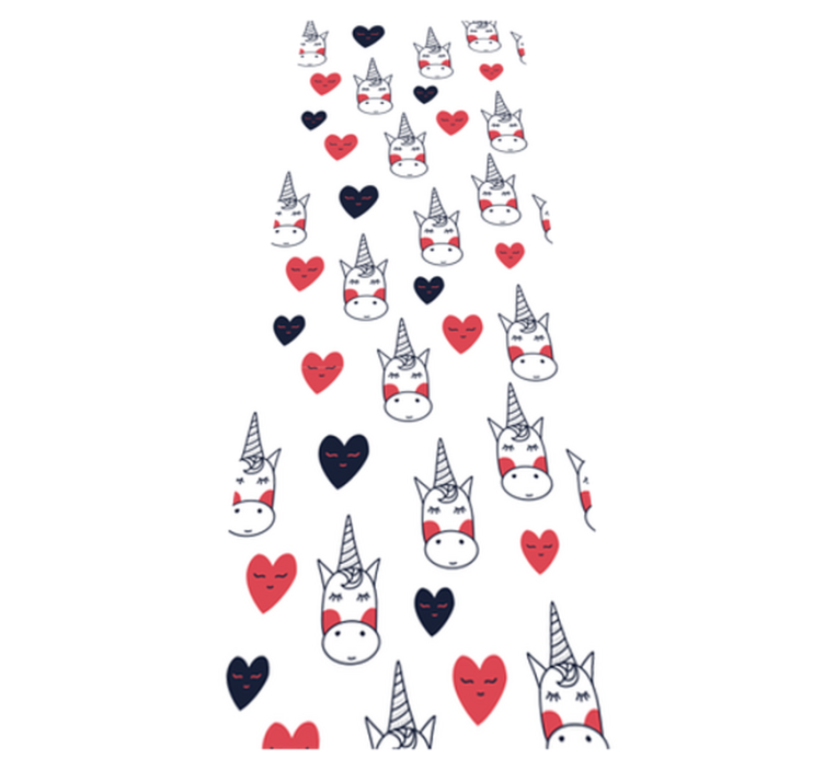 Vinil podovi spavaća soba s uzorkom jednoroga i srcima - TenStickers