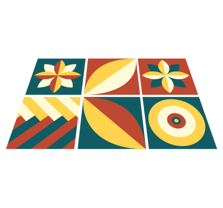 Vinil podovi geometrijski zeleni i narančasti uzorak - TenStickers