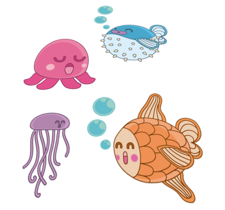 Vinil podovi djeca s dječjim naljepnicama riba - TenStickers