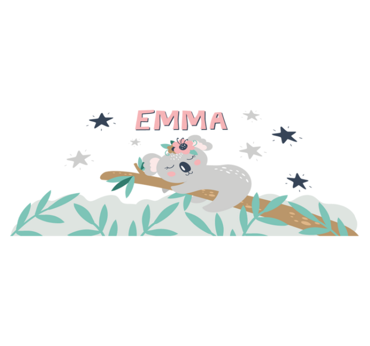Vinil podovi djeca slatka koala za djevojčicu s imenom - TenStickers