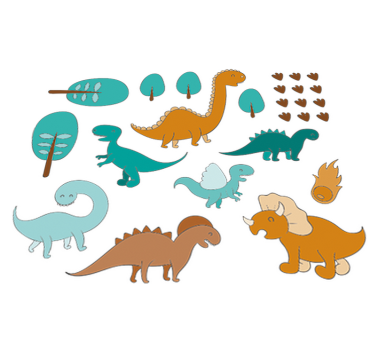Vinil podovi djeca s dinosaurima u pejzažu - TenStickers