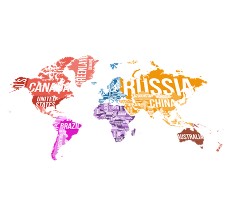 Vinil podovi karta svijeta imena i granice - TenStickers