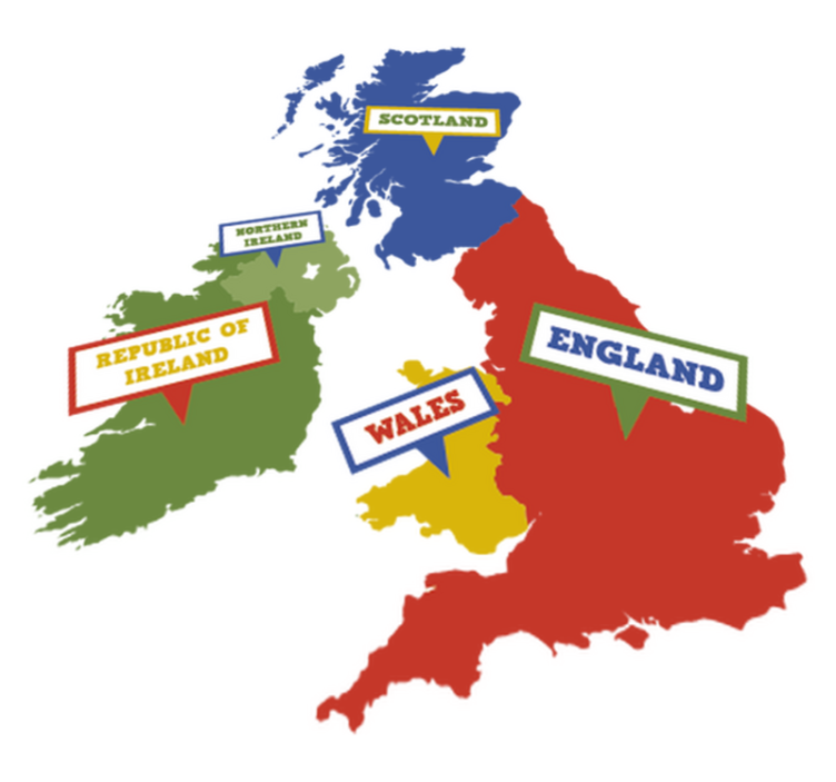 Vinil podovi karta svijeta Šarena velika britanija - TenStickers