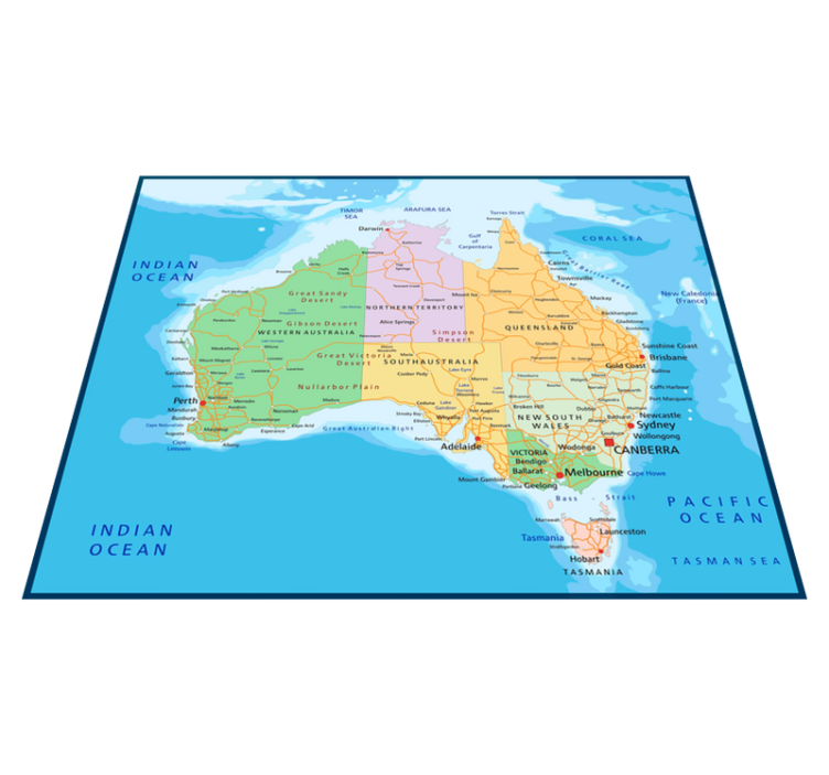 Vinil podovi karta svijeta politička karta australije - TenStickers