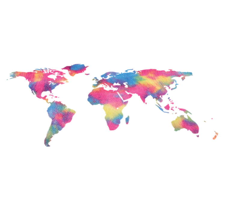 Vinil podovi karta svijeta u tie dye dizajnu - TenStickers